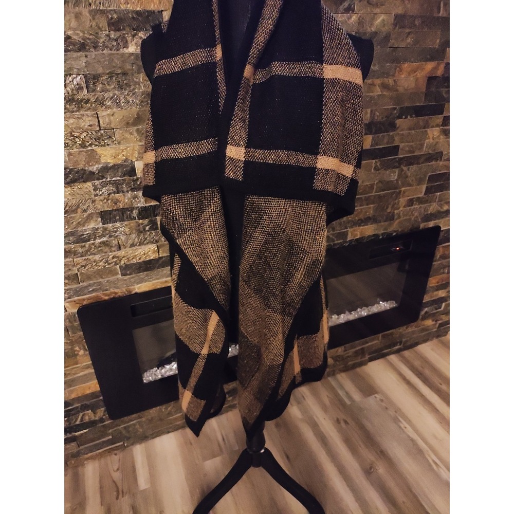 Cupio Black And Tan Open Cardigan Sweater Size M